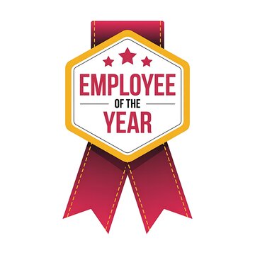 Employee of the year award badge with ribbon