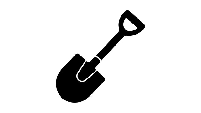 Black shovel icon for gardening and building
