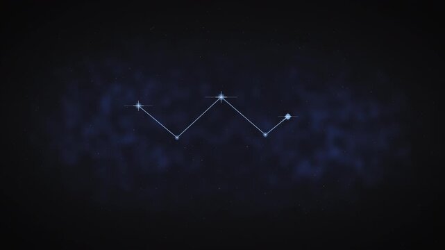 Cassiopeia Constellation Forming in Deep Space 4K Animation Horizontal