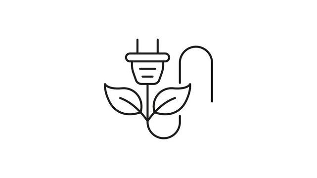 Eco-Friendly Energy Animated Icon With Alpha Channel. Sustainable Power, Renewable Energy, And Green Technology Motion Graphic. Environmental Conservation. On Transparent Background