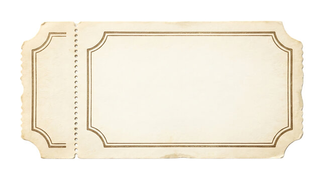 A beautifully aged blank vintage ticket with a torn edge perfect for creative projects and nostalgic designs offering a classic aesthetic