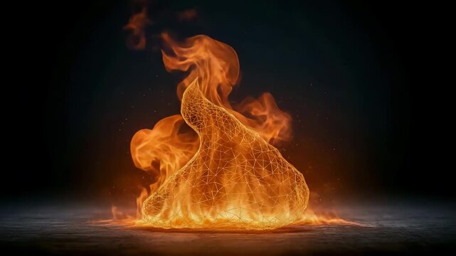 Abstract Geometric Wireframe Flame Mesh Background