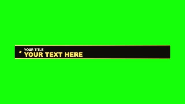 Animated Gold Trim Lower Third Graphic for Broadcast and Video Editing with Customizable Text on Green Screen