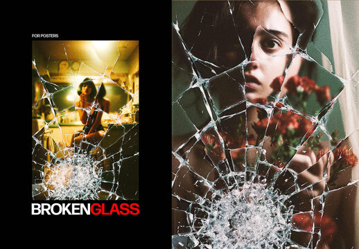 Vertical Broken Glass Effect For Poster And Print Design