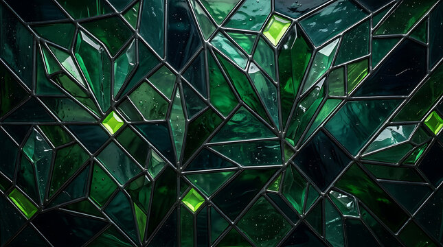 Geometric Green Glass Panels Abstract Artistic Design Pattern Structure transparent background