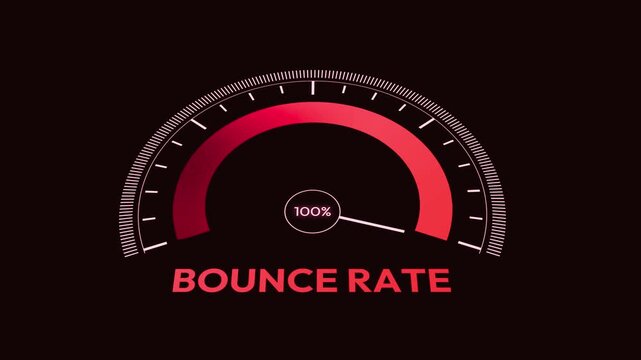 digital bounce rate gauge animation for website traffic analytics, performance monitoring, measurement tool, marketing data visualization, performance indicator
