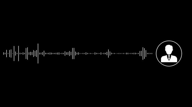 Virtual male character interview voice animation voice recording and podcast mic microphone button icon animation video.