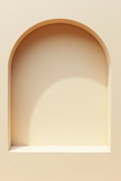 Marco redondeado asim&eacute;trico, est&eacute;tica escult&oacute;rica minimalista, acabado mate, paleta en tonos arena y crema, sutil profundidad de sombras