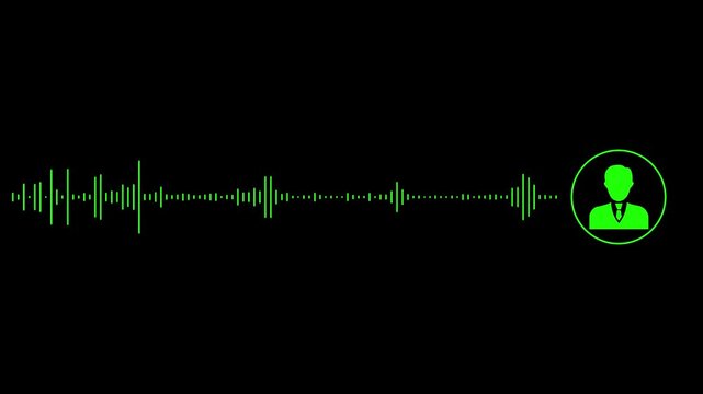 Virtual male character interview voice animation voice recording and podcast mic microphone button icon animation video.