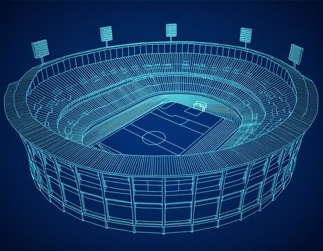 3d wireframe of stadium or sport arena vector