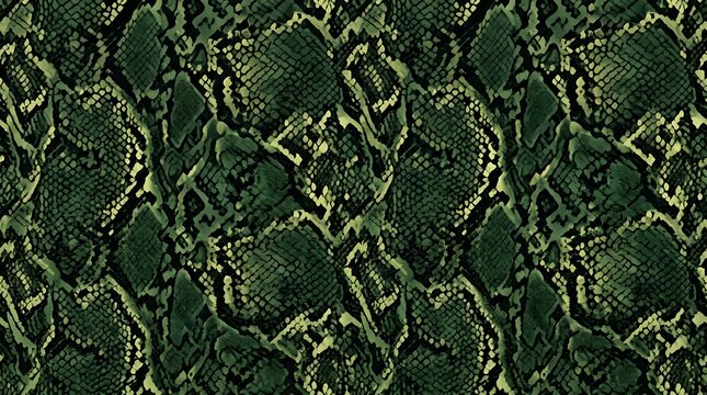 seamless green snake skin pattern background vector with detailed animal scales in natural shades for modern fashion and textile design prints