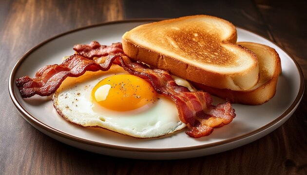 bacon egg and toast make one delicious breakfast plate