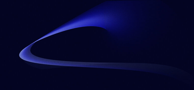 Blue abstract wave, dark background, curved light, gradient shape, flowing design, smooth motion, modern glow forming sleek ribbon pattern with copy space