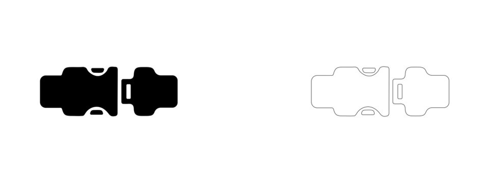 Seatbelt buckle vector icon filled and outline, safety belt lock and passenger protection symbol.