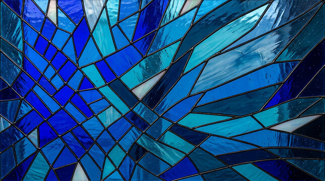 Modern Geometric Mosaic Pattern with Blue and Green Glass Tiles transparent background