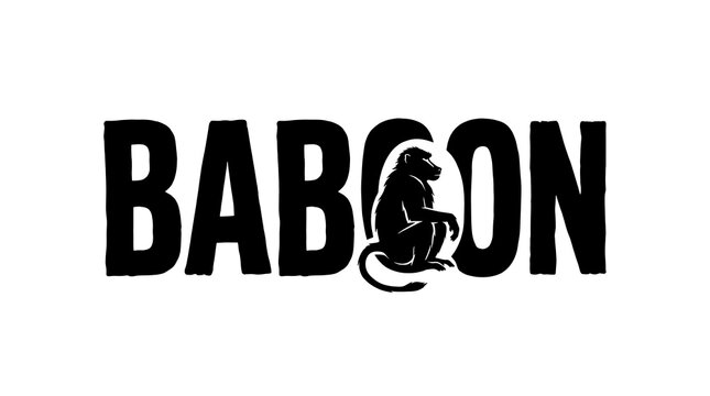 Illustrative Baboon Character Replacing Letter in Modern Typographic Logo