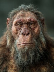 Obraz premium Close-up portrait of an ancient hominid