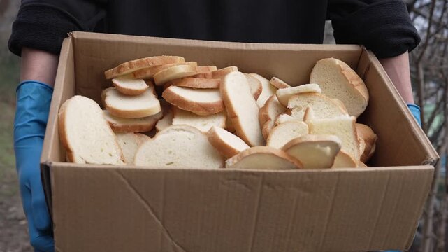 Bakery waste. Expired bread food waste problem