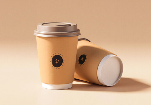 Paper Coffee Cup Mockup with Lid
