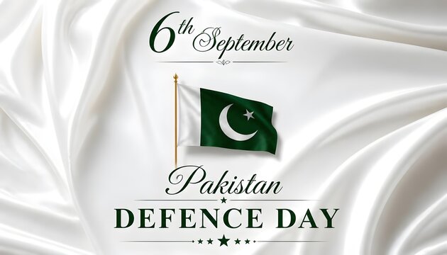 Pakistan Defence Day 6 September Patriotic Flag Background with Elegant Commemorative Typography