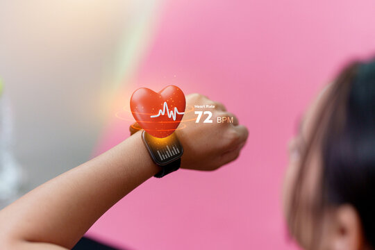 Smartwatch displaying heart rate monitoring data for health and fitness tracking