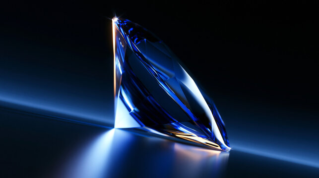 Sparkling Blue Sapphire Gemstone on Dark Background
