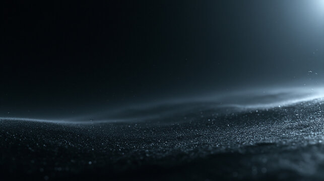 Dark Abstract Particle Surface with Glowing Blue Light