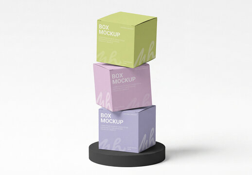 Stacked Box Packaging Mockup Set