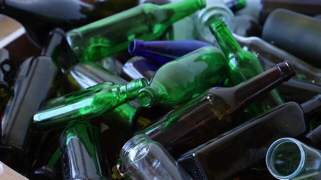 Closeup of Bottles on a Sorting Conveyor