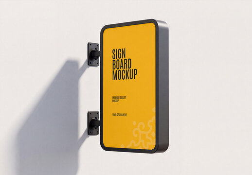 Wall Mounted Signboard PSD Mockup