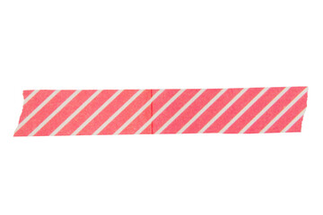 Fototapeta premium Ripped torn striped red adhesive tape on transparent background, washi tape design element