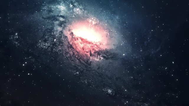 Loop Galaxy space travel glow blue turquoise nebula stars cloud in deep universe abstract sci fi background. 4K 3D seamless flight fli fly Shiny energy gas dust nebul. milky way exploration Starry