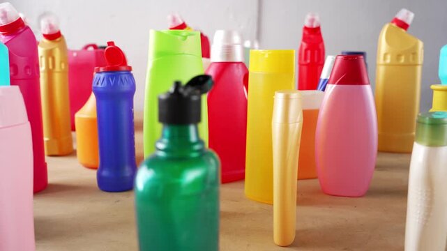 Plastic cleaning product bottles and containers