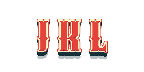 3D vintage red letters J K L with retro circus style isolated on white background © ali