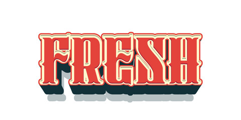 Fresh text effect title with retro vintage 3D diner typography style isolated on transparent background © ali