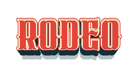 Rodeo text effect title with retro vintage 3D western typography style isolated on transparent background © ali