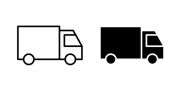 Delivery van icon solid pictograms pack. EPS10