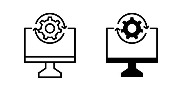System update icon solid pictograms pack. EPS10