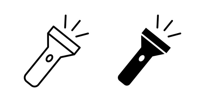 Flashlight icon solid pictograms pack. EPS10