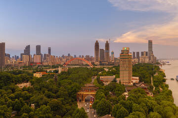 Fototapeta premium Wuhan summer cityscape, landmarks, and skyline