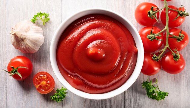tomato kitchup in bowl top view