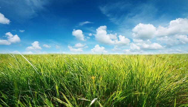 field of grass and blue sky