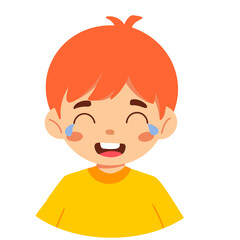 cartoon laughing boy face emotion icon