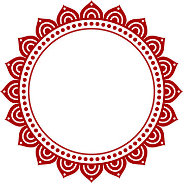 Durga Puja Decorative Circular Red Sunburst Border Frame Background