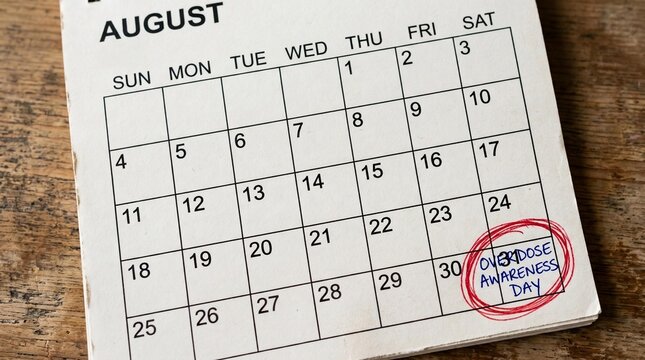 Marked calendar date for international overdose awareness day