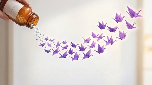 International overdose awareness day concept with origami cranes