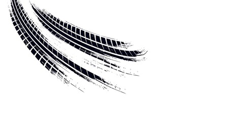 Auto tire tread grunge element. Car and motorcycle tire pattern, wheel tyre tread track. Black tyre print. © Ubay