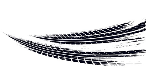 Auto tire tread grunge element. Car and motorcycle tire pattern, wheel tyre tread track. Black tyre print. © Ubay
