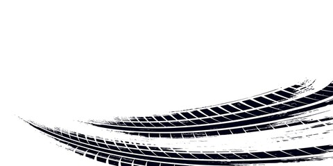 Auto tire tread grunge element. Car and motorcycle tire pattern, wheel tyre tread track. Black tyre print. © Ubay