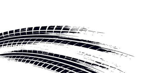 Auto tire tread grunge element. Car and motorcycle tire pattern, wheel tyre tread track. Black tyre print. © Ubay